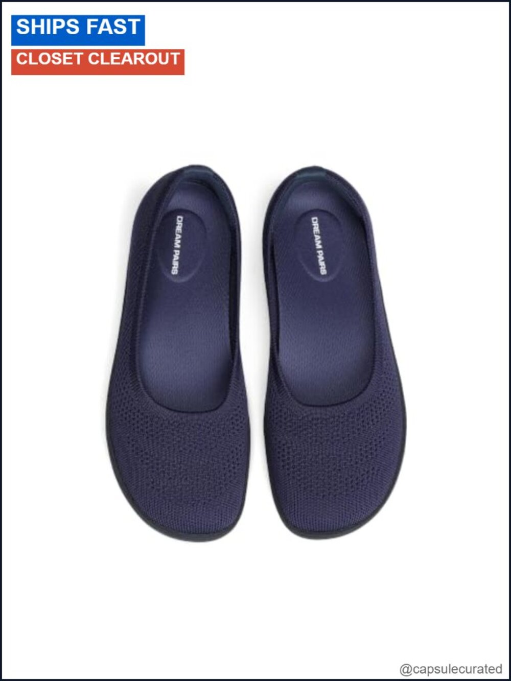Ballet Wide Toe Flats Cushioned Knit Washable Slip-On Shoes